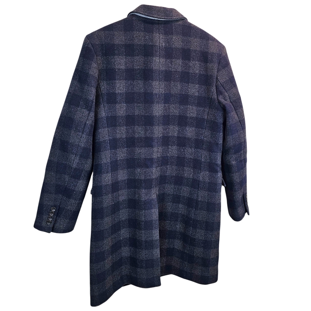J.Crew Ludlow Plaid Wool Topcoat Navy Gray Check Wool Blend Classic 40R - Picture 5 of 12